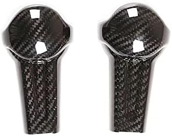 2PCS Real Carbon Fiber Gear Shift Knob Cover Trim Fit for Ford Mustang 2015-2019