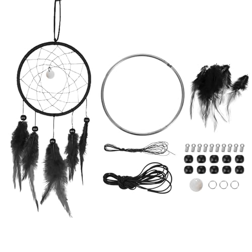 PATIKIL DIY Dream Catcher Kit Making Dream Catcher Supplies Wall Hanging Handmade Dream Catcher Kits for Beginner Style 3 Black