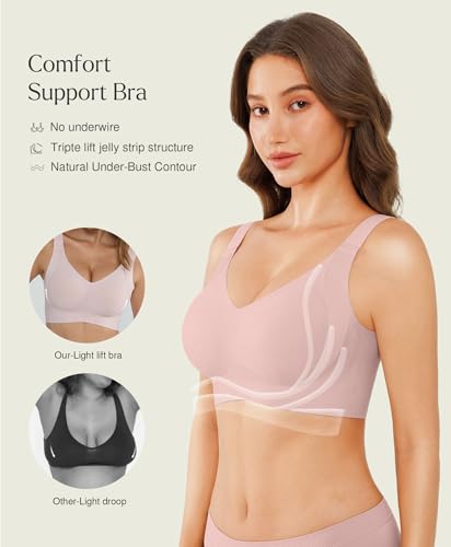 Popilush Wireless Bras for Women Full Coverage Wide Straps Comfort Bralette Support Push Up Bra No Underwire2