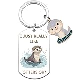 Uerifr Otter Gifts For Women Cute Sea Otter Keychain Otters Stuff Decor For Otters Lovers Birthday Halloween Christmas Stuff For Her