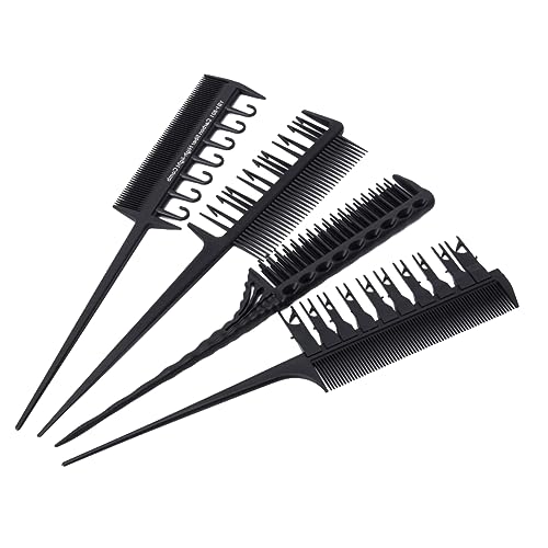 CANIGHT 4pièces Peignes De Coiffure s Peignes à Mèches Pour Des Cheveux Outils De Coiffure Noir