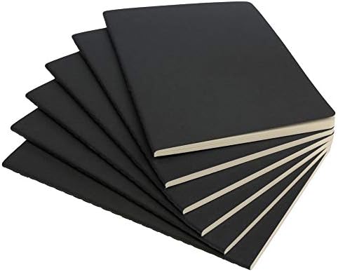 Simply Genius A5 Notebooks for Work, Travel, Business, School & More - College Ruled Notebook - Softcover Journals for Women & Men - Lined Note Books with 92 pages, 5.5" x 8.3" (Black, 6 pack)