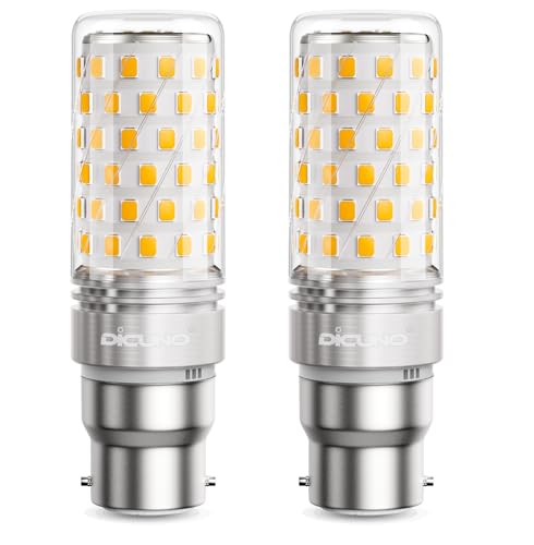 DiCUNO Bombilla LED B22 Maíz 10W, Equivalente halógena 130W, 1350lm, Luz cálida 2700K, No regulable, 230V, Bayoneta B22, Ahorro de energía, Pack de 2