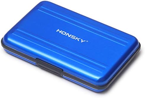 Honsky Aluminum UHS-I SD Micro SD SDHC SDXC TF SecureDigital Memory Card Carrying Case Holder Organizer Box Keeper for Computer Camera Media Storage Organization,Blue