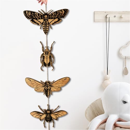 Moth Wall Hanging Decor, Insect Animals Wooden Wall Art Decor,