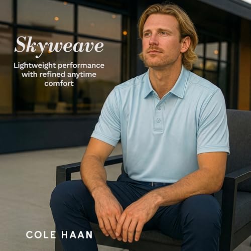Camiseta Polo para Hombre Cole Haan Skyweave con Tejido Jersey Innovador, Control de Humedad y Cuello Nítido miniatura 4