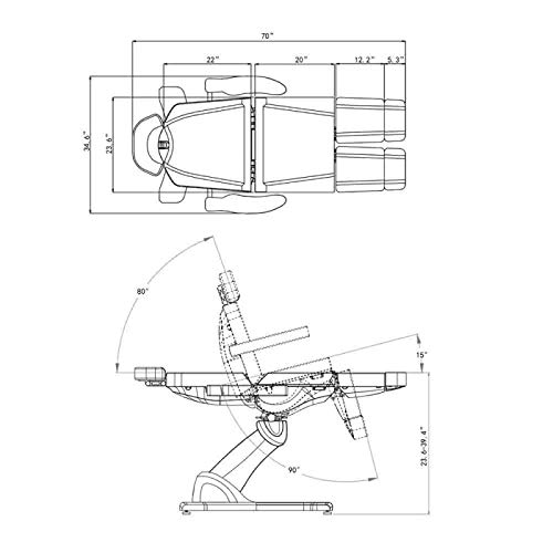 Beauty Full Electrical 5 Motor Podiatry Chair Facial Massage Dental Aesthetic Reclining Chair All Purpose Bed With Split Leg - Libra Black #TOP6