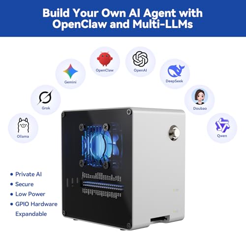 Image of Pironman 5-Mini NVMe M.2 SSD PCIe Mini PC Case for Raspberry Pi 5 2 /4 /8 /16GB Hailo-8L AI Accelerator with PWM Active Cooler+RGB Fan, Safe Shutdown, RGB Effect, Stylish Design (RPI5 Not Included)