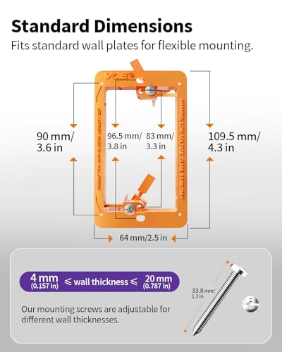 Image of VCE Low Voltage Mounting Bracket Single Gang Wall Plate, Flush Low Voltage Box for Network, HDMI, Coaxial, Speaker, Telephone Cables, Orange, 25 Pack