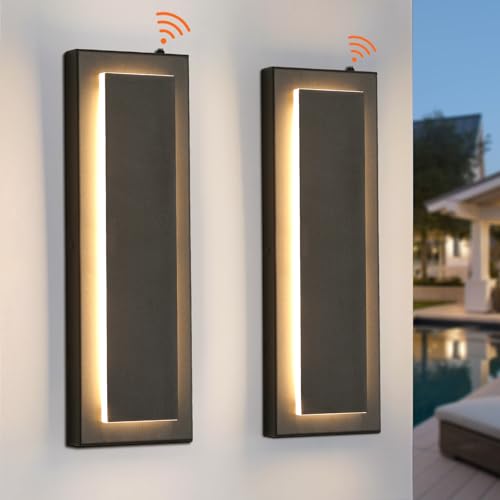 tewei LED Outdoor Wall Sconce Dusk to Dawn Outdoor Lighting, Modern Exterior Lighting Fixtures Matte Black LED Exterior Wall Lights for House Front Porch, Warm White 3000K, 2 Pack by tewei - Used condition - US$66.38