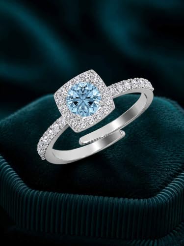 Image of Clara 925 Sterling Silver Blue Zirconia Adjustable Ring for Women