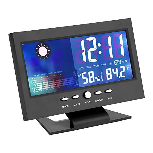 TMISHION Digital Weather Forecast Clock with Large LCD Humidity, Temperature, Time Display