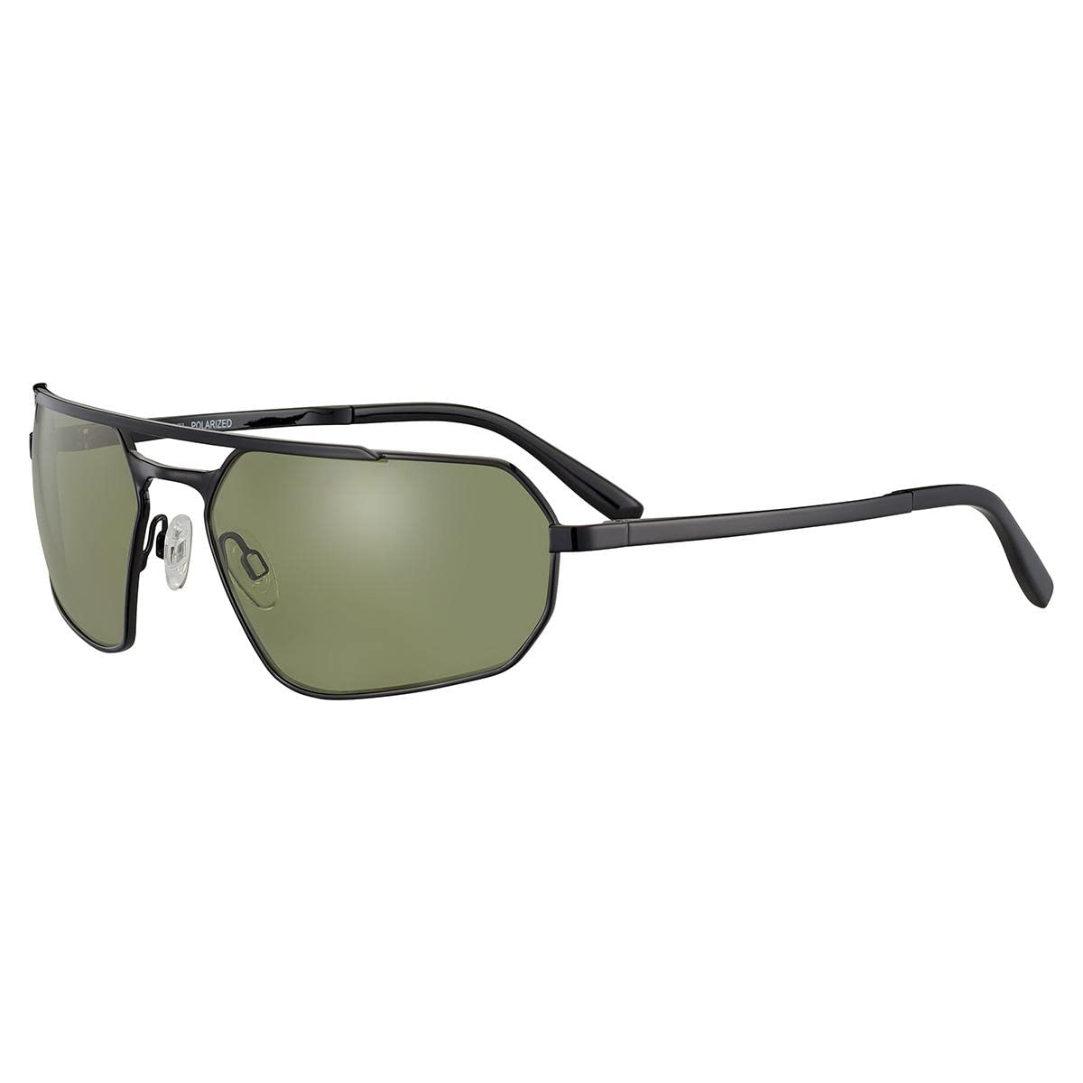 SerengetiHinkley Sunglasses, Shiny Black Transparent -Saturn Polarized 555nm Green, Large
