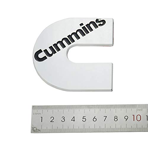 Image of 2Pc Compatible with Cummin Emblem Engines Corporate Logo 3D Badge Emblem Auto Decals (Chrome Black)