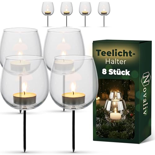 8X Teelichthalter Glas für Adventskranz 6cm bauchig Teelichtgläser klein...