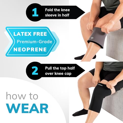 Image of BraceAbility Plus Size Neoprene Knee Sleeve - XXXXL Compression Support Brace for Bariatric Men and Women with Arthritis Joint Pain or Kneecap Instability, Fitting Big Legs and Large Thighs (4XL)