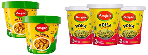Image of AMAJAIN Instant Idli Sambar + Instant Poha Combo