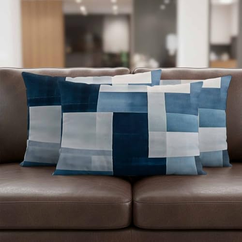 Beddelulu Decorative Throw Pillow Covers Gray Blue Pillows for Couch