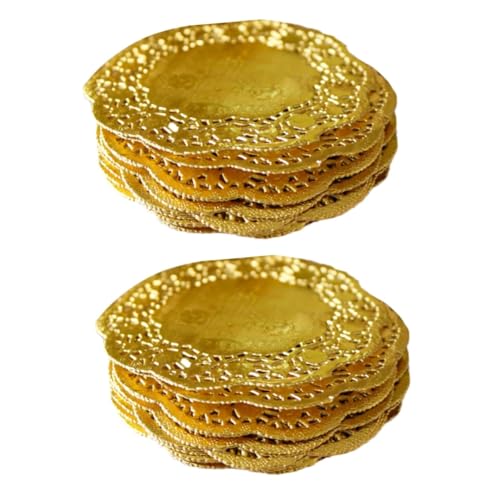 ABOOFAN 200 Pz Centrini Di Carta Pizzo Sottotorta Rotondo Decorazioni in Oro Centrini Per Torte in Pizzo Blocco Di Carta Per Torte Golden