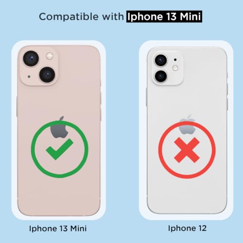 Image of Pikkme Back Cover for iPhone 13 Mini PC + TPU Clear Transparent Raised Edges Shockproof Protective Phone Bumper Case(Transparent)
