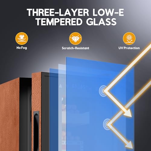 Image of Tylza Leather Trim Cigar Humidor, 25L Cigar Humidor Cabinet with Auto Humidity & Temp Control, 220 Counts, 3 LED Lights, Spanish Cedar Wood, Cigar Humidors with Safety Lock, Gifts for Men