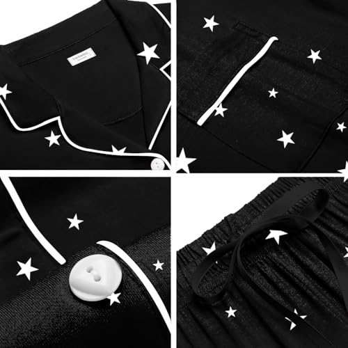 Image of SWOMOG Womens Button Down Pajamas Set Short Sleeve Sleepwear Bride Soft Pj Lounge Sets XS-3XL