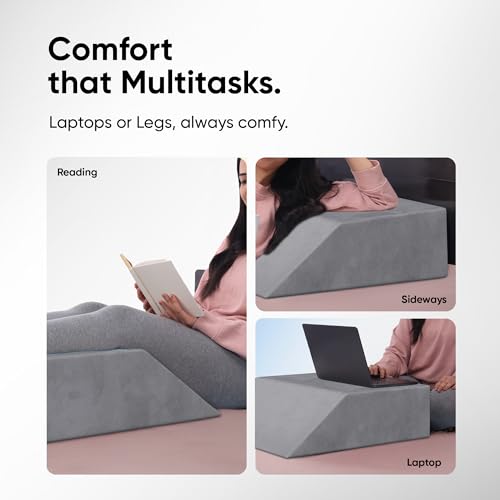 Image of Frido Leg Elevation Wedge Pillow for Edema, Varicose Veins, Fracture | High Resilience Foam Cushion for Leg, Knee & Thigh Support | Back Pain & Swelling Relief | Lightweight (Slate Grey)
