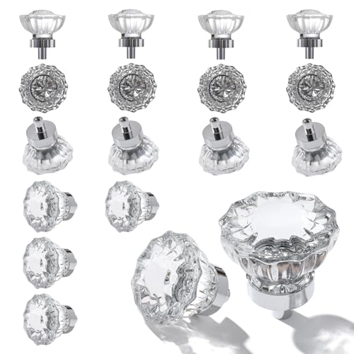 Image of 16 Pack Polished Chrome Crystal Cabinet Knobs for Drawer,1.5 inch