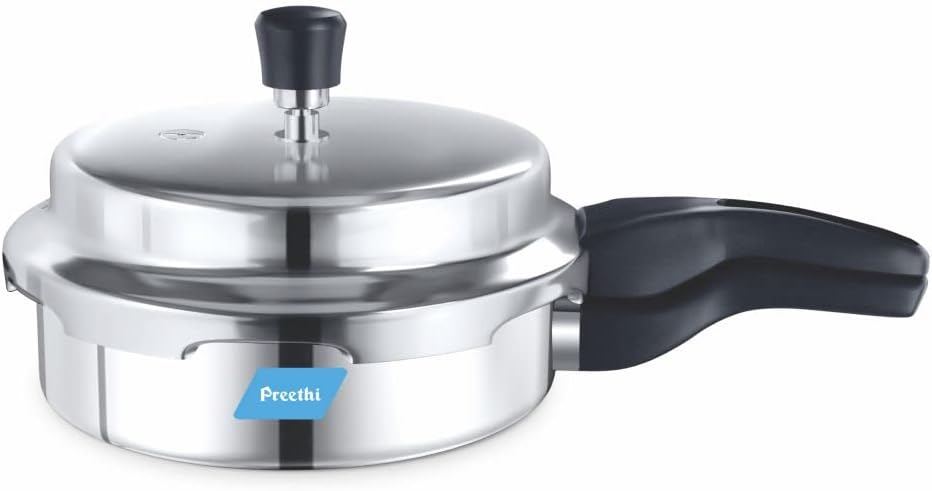 Preethi Induction Base Outer Lid Aluminium Pressure Pan, 3 Litres, Silver