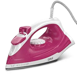 GM G-Swift Steam Iron 1250W with Dual Protection of Thermostat & Thermal Fuse I Powerful Steam Burst I Self Cleaning I 160ml Water Tank I Vertical Steam Ironing I Button Groove I PTFE Non-Stick Soleplate I Indicator Light I 360 Degree Swivel Cord I Colour Red