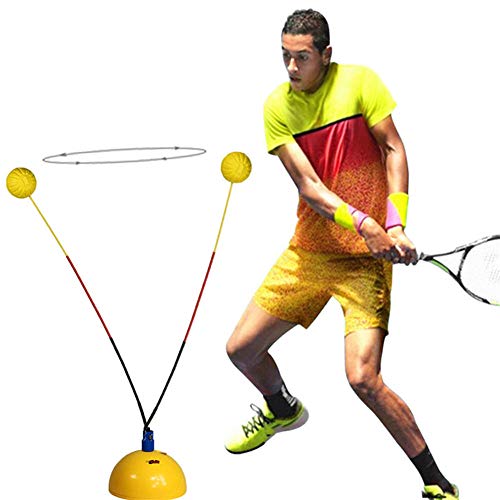 Hxsm Soft Rod Tennis Trainer máquina Tenis práctica Herramienta Hit Entrenamiento máquina Tenis Raqueta Equipo de Entrenamiento Tenis Accesorios-Amarillo Cover