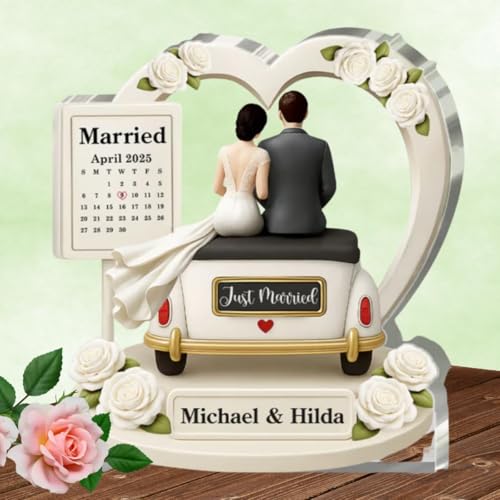 The Vow Ride Keepsake - Personalized Custom Shaped Squared Acrylic Plaque, Just Married Bride and Groom Custom Wedding Date Acrylic Plaque, Anniversary Wedding Gift For Newly Couple Him Her Couple - Image 5