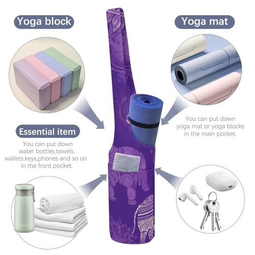 Sac de tapis de yoga violet en toile grande capacité pour gym et pilates
