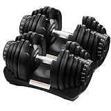 LSLIFE 40KG Adjustable Dumbbells, Dumbbells Set for Saving Place Adjustable Dumbbell Weights with Safety Locking Non-Slip Handle Home Gym Strength Training for Full Bodybuilding (40KG Black-Pair)