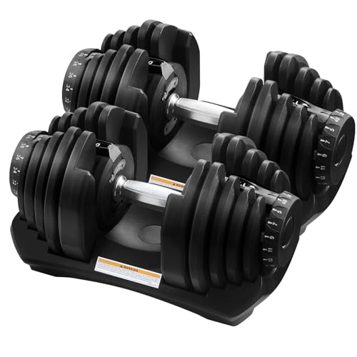 TRIOBLADE 24KG/40KG Adjustable Dumbbells for Saving Place Weights Dumbbells Set 15in1 /17in1 Fast Weight Changes NonSlip Handle Home Gym Strength Training Equipment (40kg B Style 1 Pair Black)