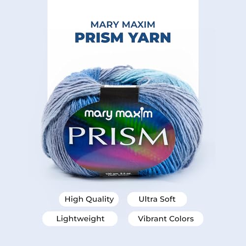 Image of Mary Maxim Prism DK Yarn, Soft Acrylic Variegated Yarn for Crocheting and Knitting, Ideal for Blankets, Sweaters and Baby Projects, 3.5 oz Skein, 290 Yards - Denim Blues