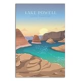 PUBDSKBLDE Letrero de metal con texto en inglés 'Lake Powell Glen Canyon Sunset', decoración retro para el hogar, cocina, bar, cafetería, club, cueva, decoración de pared, letrero vintage de viaje, 30