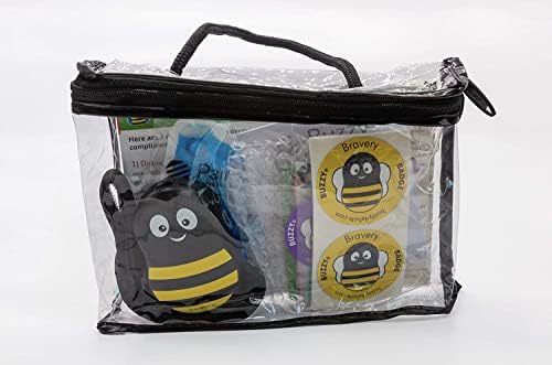 Buzzy Distraction Bundle – Distraction Games, Puzzles, Toys, and Buzzy XL Personal Striped for Kids – Engaging Play Time Activities for Anxious Children – Latex Free Zipper Carrying Case…