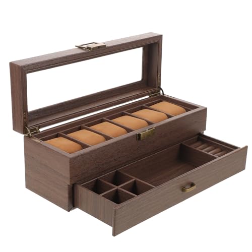Coffret à montres bois avec plateau de rangement de luxe à deux niveaux