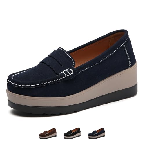 ZPLMIDE Mocassins orthopédiques à plateforme pour...