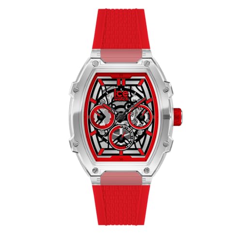 ICE-WATCH - Ice boliday Clear Red SKEL Plastic - Montre Rouge pour Homme avec Bracelet en Silicone - 024288 (Medium)