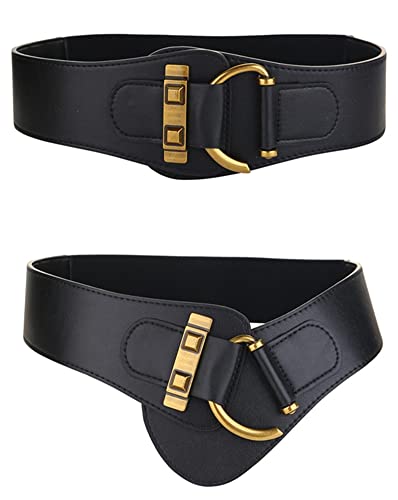 Toptim Womens Elastic Waist Belt Vintage Leather Wide Waistband2
