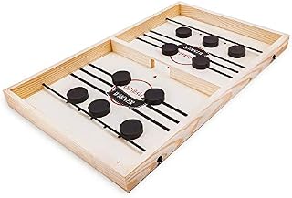 EVERGD Fast Sling Puck Board Game, Table Desktop Battle Wooden Ice Hockey Winner Board Table Game Parent-child Interactive Toy for Children Kids
