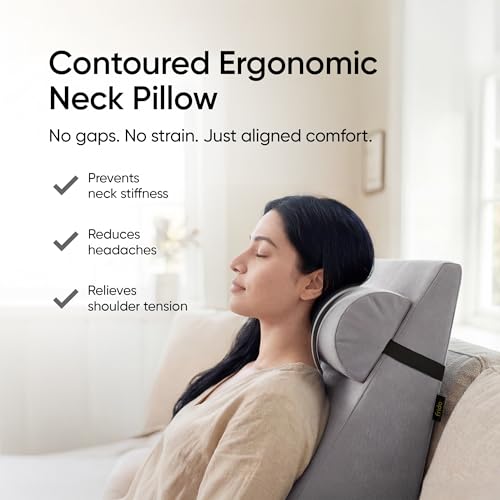 Image of Frido Wedge Neck Rest Pillow | Multipurpose Neck Pillow | Memory Foam Roll with Adjustable Strap | Relieves Neck, Knee & Lumbar Pressure | Compatible with Wedge Plus | Washable Cover, Slate Grey