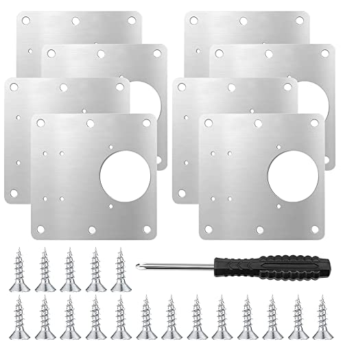 Scharnier-Reparaturklammern, 8 Stück, Schrankscharnier-Reparaturplatten-Set mit Löchern, 48 Schrauben, Edelstahl, flache Befestigungsklammern, für Küche, Schrank, Tür, Regal, Möbel Cover