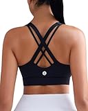 RUNNING GIRL Sports Bras for Women,High Impact Criss Cross Back Molded Cup Black Sports Bra with Sewn in Pads(WX3122Black_XXL)