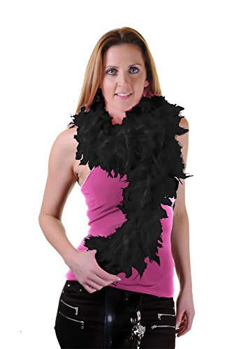 Boa en plumes pour femme - Accessoire de déguisement pour enterrement de vie de jeune fille, Noir , Taille unique Cover