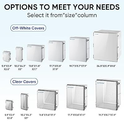 TICONN Outdoor Electrical Box Waterproof, Junction Box IP67 ABS Plastic Enclosure with Hinged Cover with Mounting Plate, Wall Brackets, Cable Glands (Off-White, 5.9x3.9x2.8)