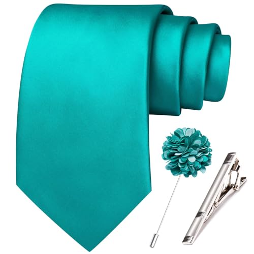 Image of Hi-Tie Men's Extra Long Solid Satin Tie Set 63 Inch /70 Inch Formal Necktie