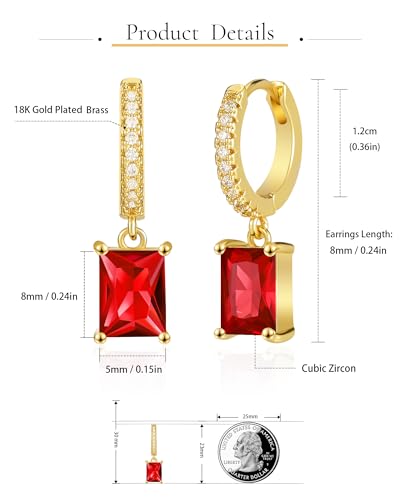 Small Hoop Earrings for Women, 18k Gold Plated Huggie Dangle Dainty Green Drop Earrings Jewelry For Women Gift2